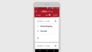 Экран смартфона с приложением Linde Truck Call