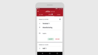 Экран смартфона с приложением Linde Truck Call